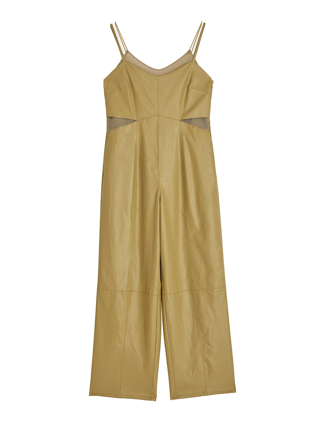 UND SHEER LAYERED  FAKE LEATHER ROMPERS