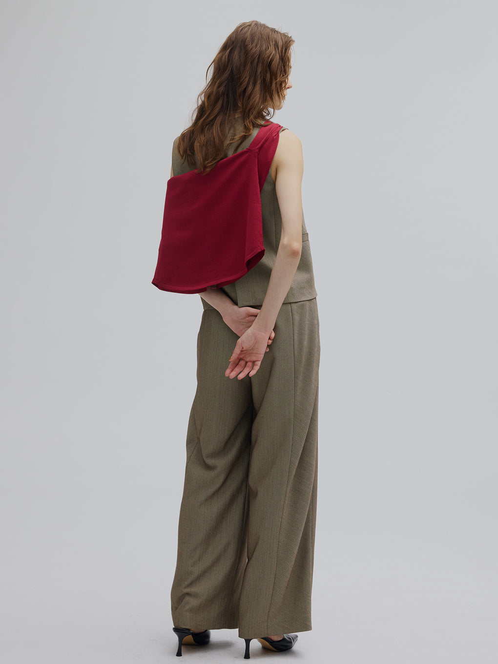 RANDOM HERRINGBONE STRAIGHT WIDE PANTS