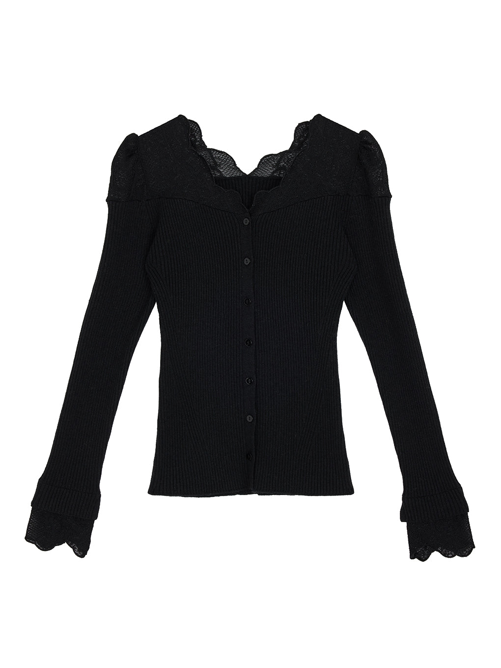 UND SCALLOPED LACE KNIT TOP