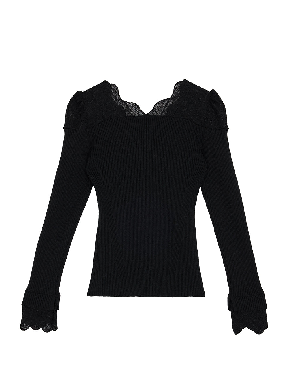 UND SCALLOPED LACE KNIT TOP