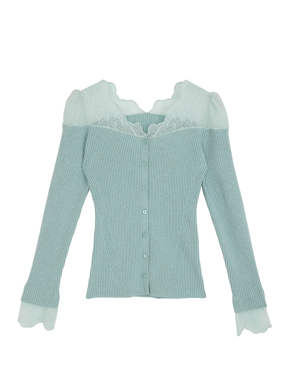 UND SCALLOPED LACE KNIT TOP