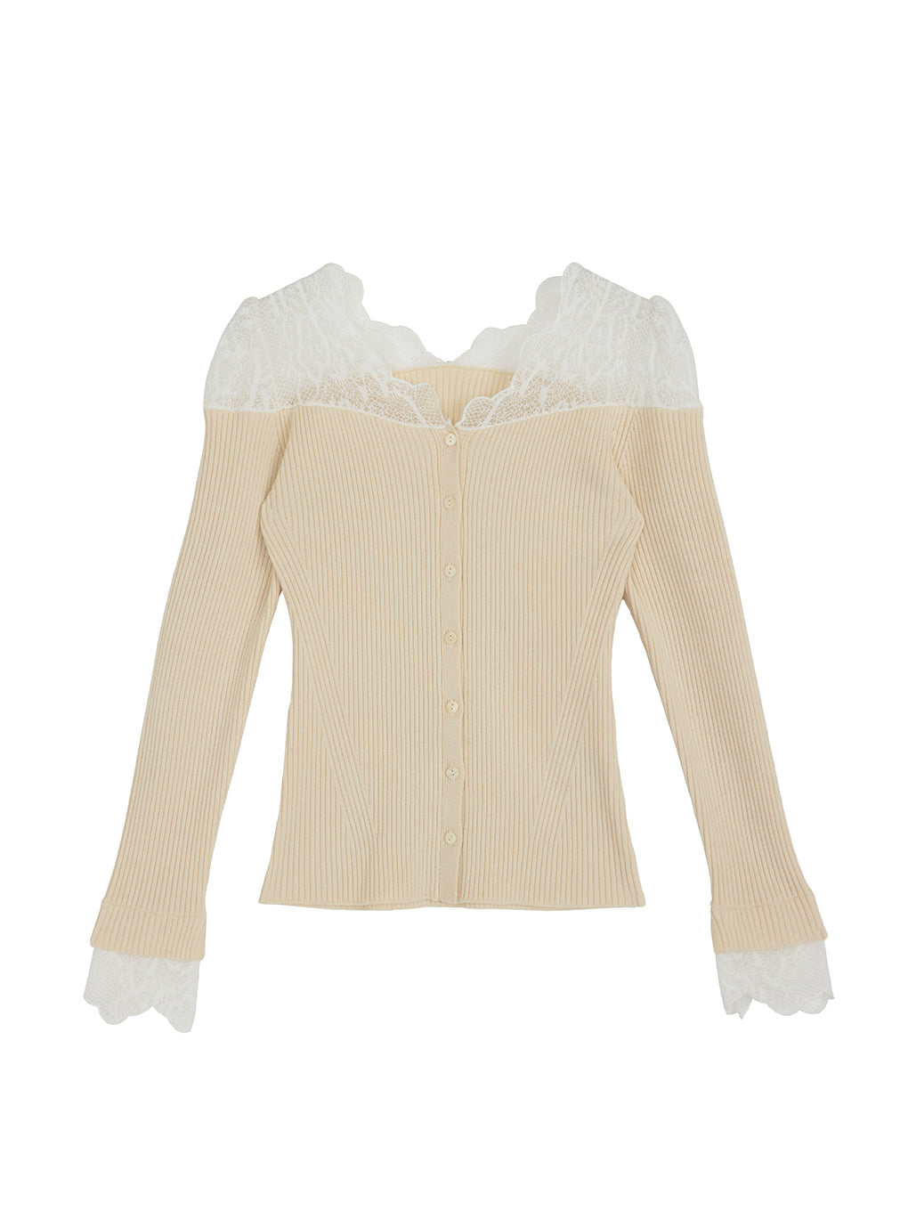 UND SCALLOPED LACE KNIT TOP