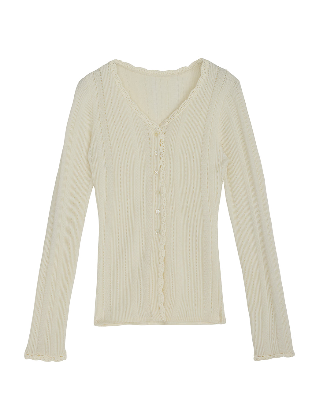 トップス UND PIN TUCK LACE LIKE KNIT TOP UND PIN TUCK LACE LIKE KNIT TOP