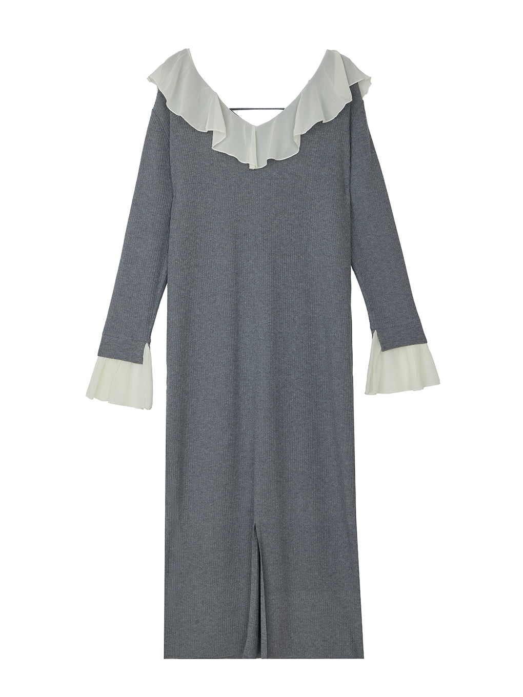 UND 2WAY RUFFLE COLLAR KNIT DRESS