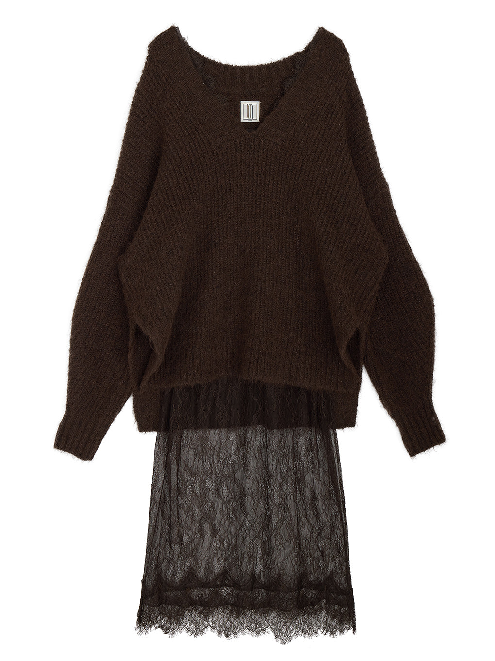 UND LACE CAMI SET OVER SIZE KNIT