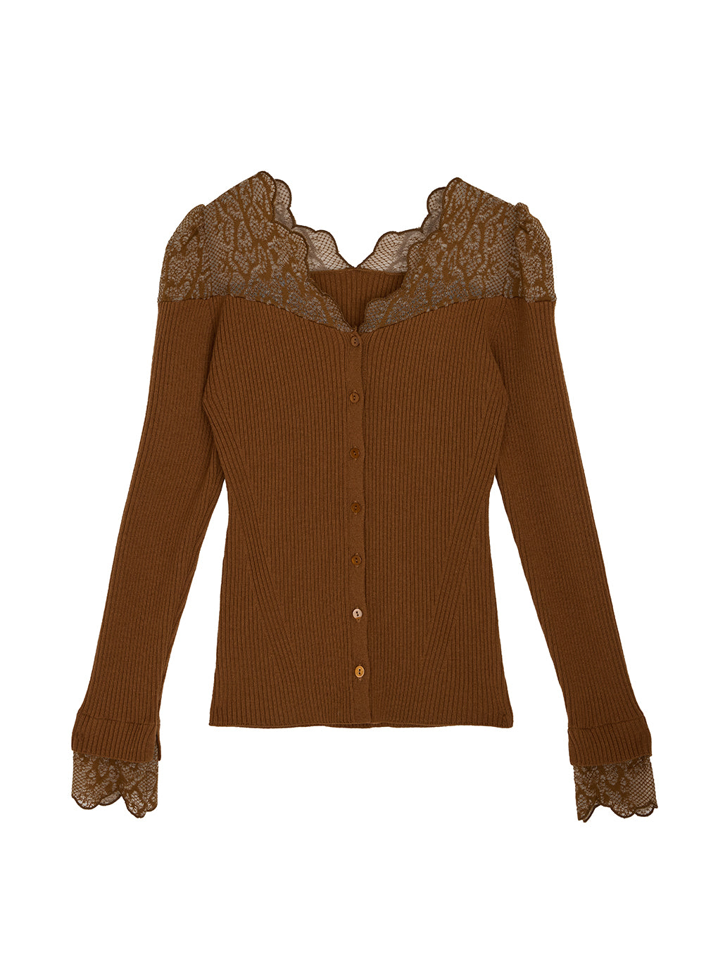 UND SCALLOPED LACE KNIT TOP