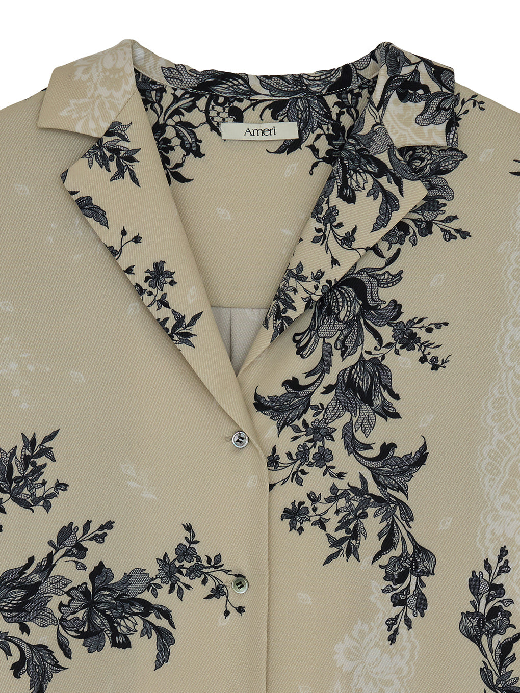 FLORAL LACE SCARF PRINT SHIRT
