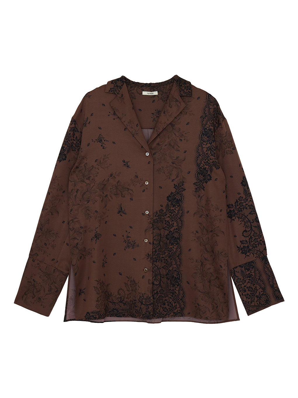 FLORAL LACE SCARF PRINT SHIRT