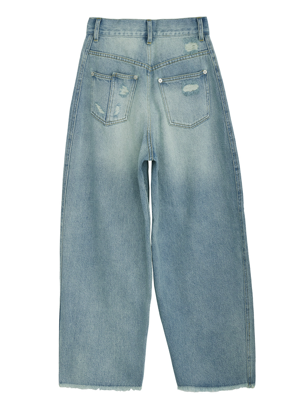 HEM FRINGE EGG DENIM PANTS