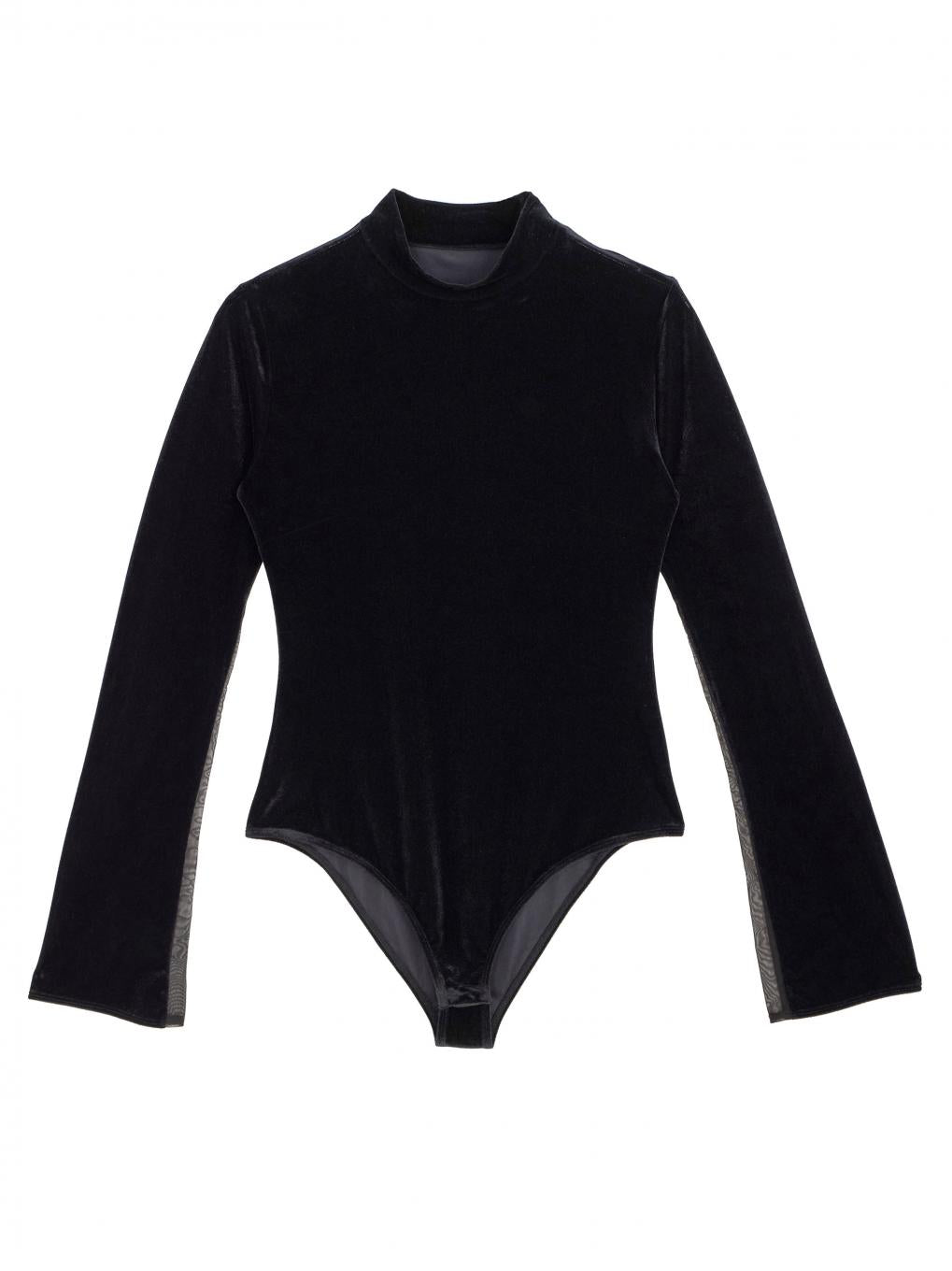 UND SIDE SHEER VELOUR BODYSUIT TOP