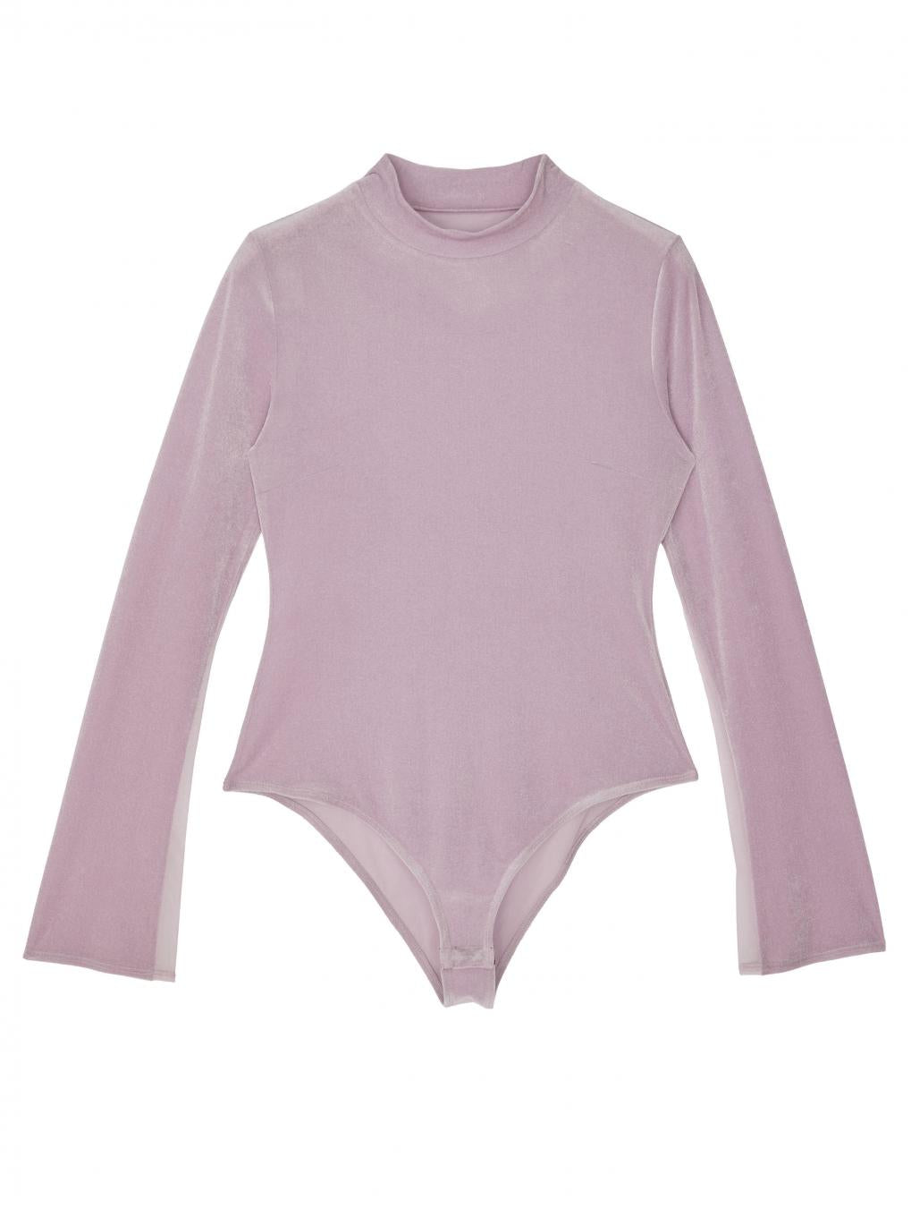 UND SIDE SHEER VELOUR BODYSUIT TOP