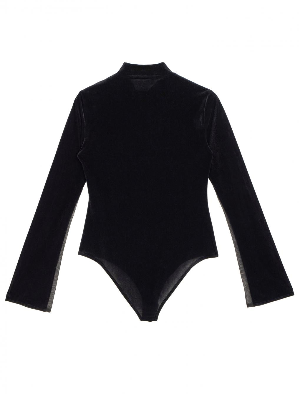 UND SIDE SHEER VELOUR BODYSUIT TOP