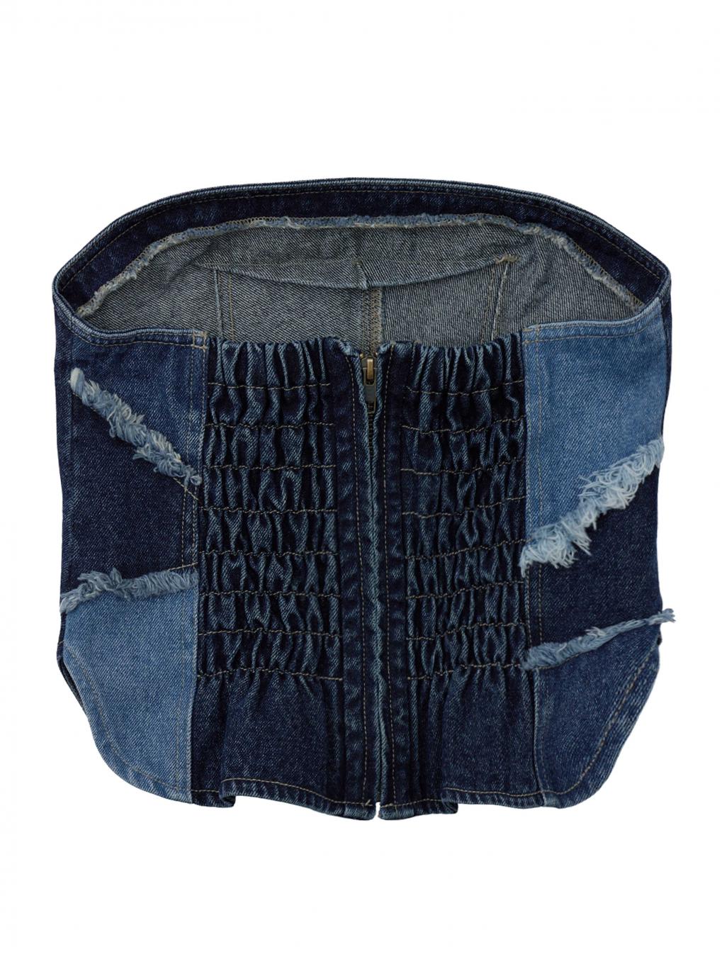 UND BACK PATCHWORK SETUP DENIM DRESS