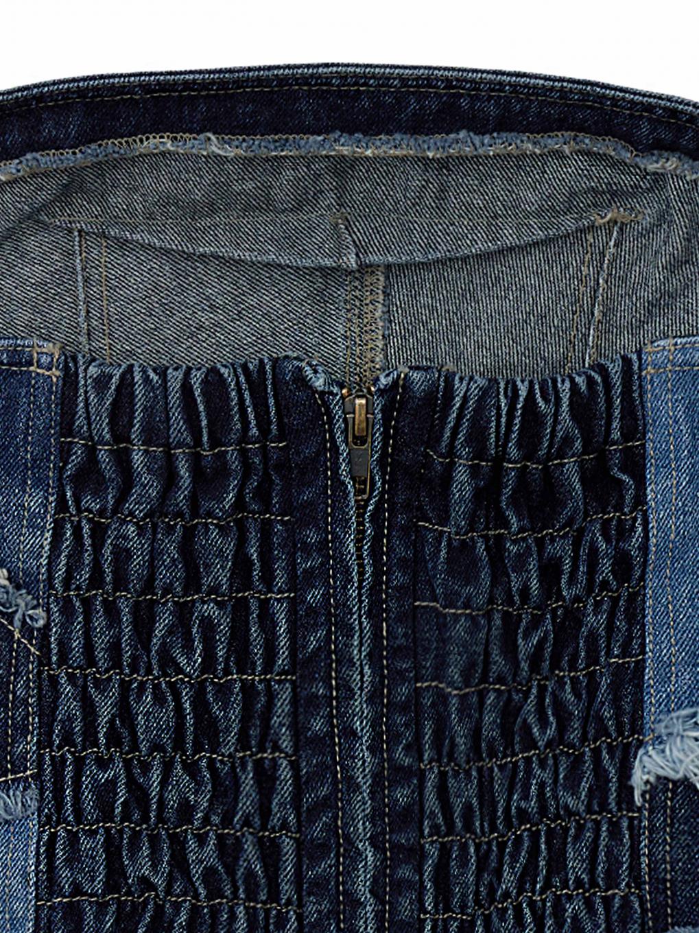 UND BACK PATCHWORK SETUP DENIM DRESS