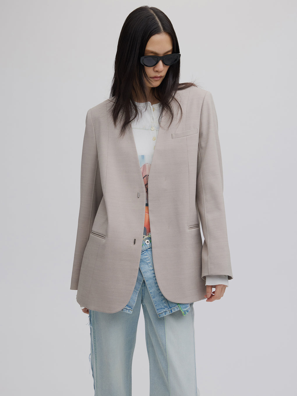 DRY TWILL COLLARLESS JACKET