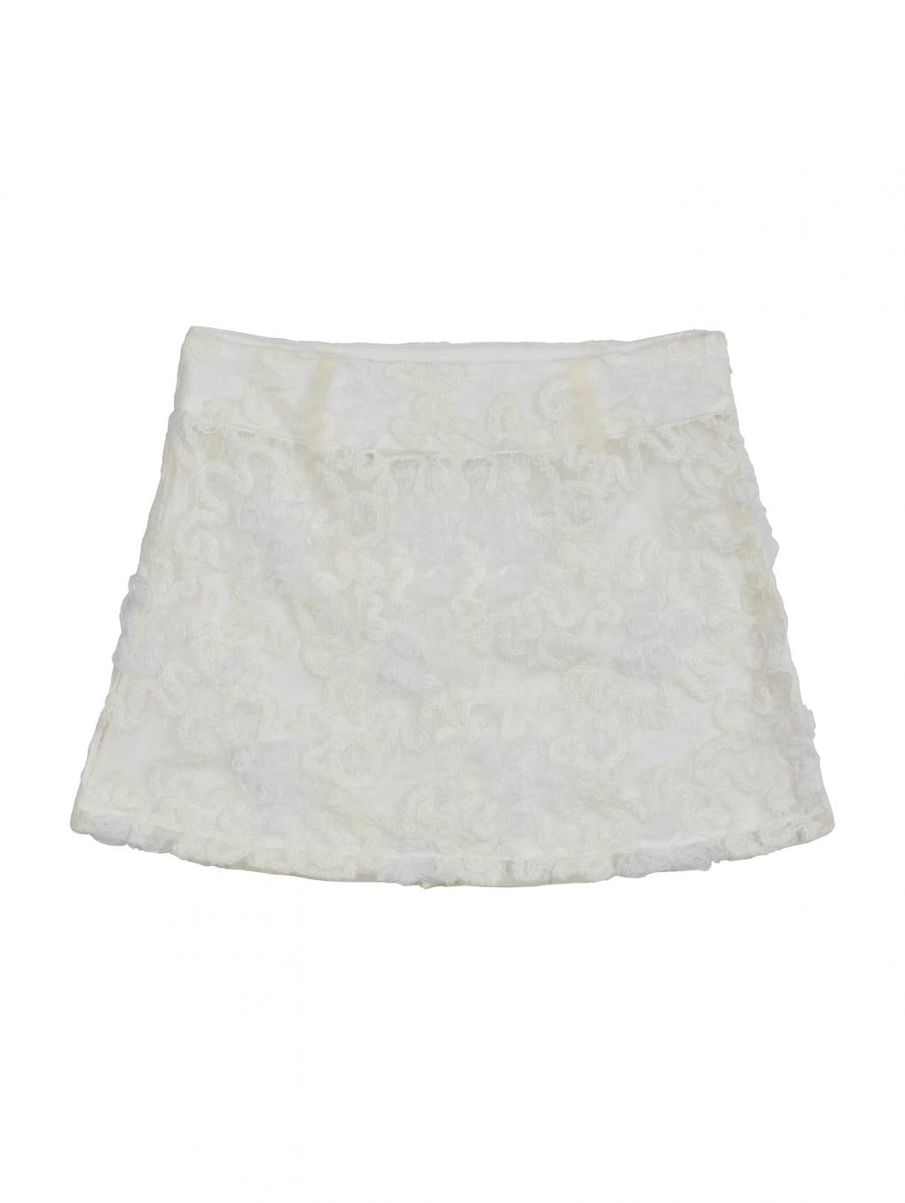 FLOWER MIX LACE SHEER SKIRT