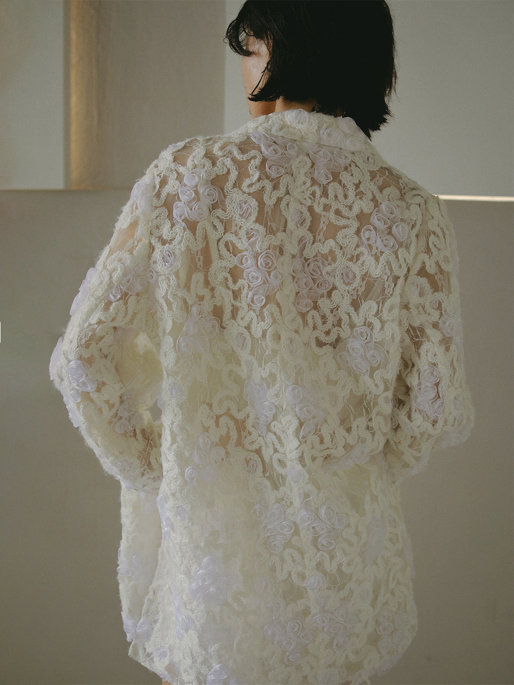 FLOWER MIX LACE SHEER JACKET