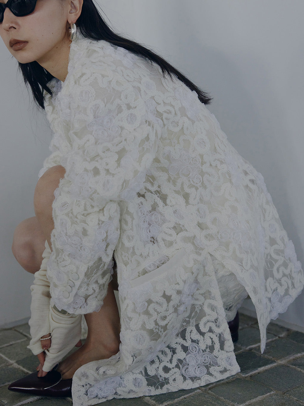 FLOWER MIX LACE SHEER JACKET