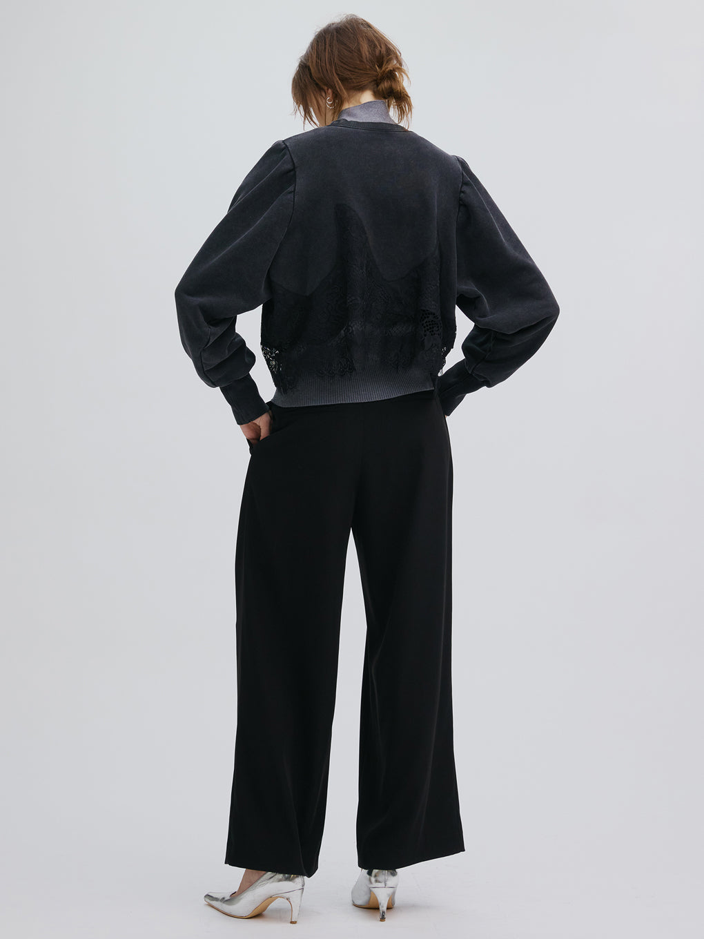 CHEMICAL OVERDYE LACE SWEAT TOP