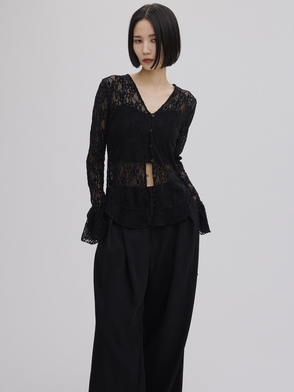 トップス Ameri UND 2WAY CUT LACE FRILL TOP UND 2WAY CUT LACE FRILL TOP