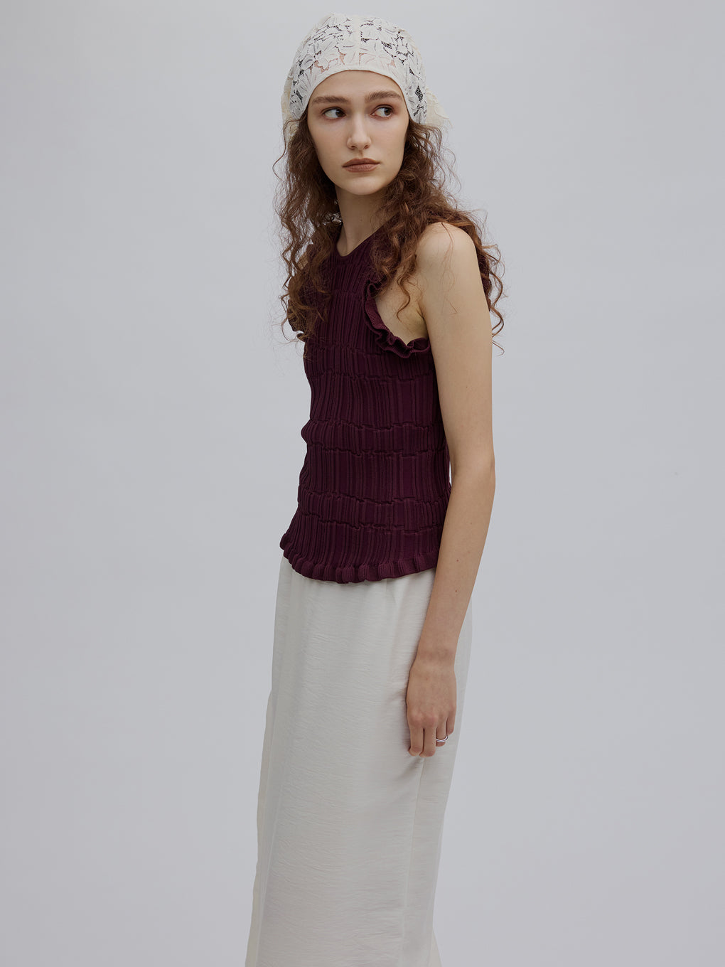 MEDI 2WAY WAVY FRILL KNIT TOP
