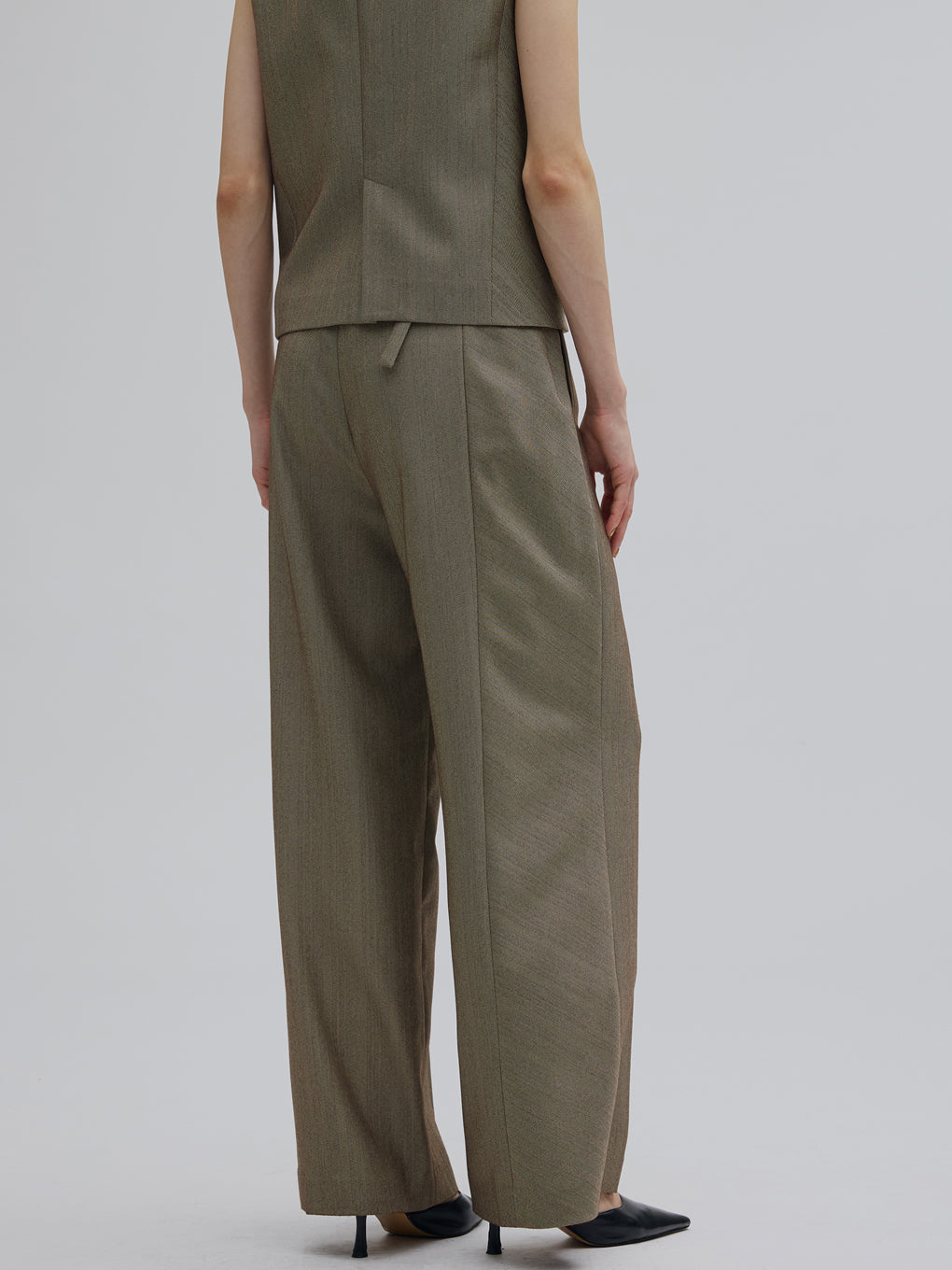 RANDOM HERRINGBONE STRAIGHT WIDE PANTS