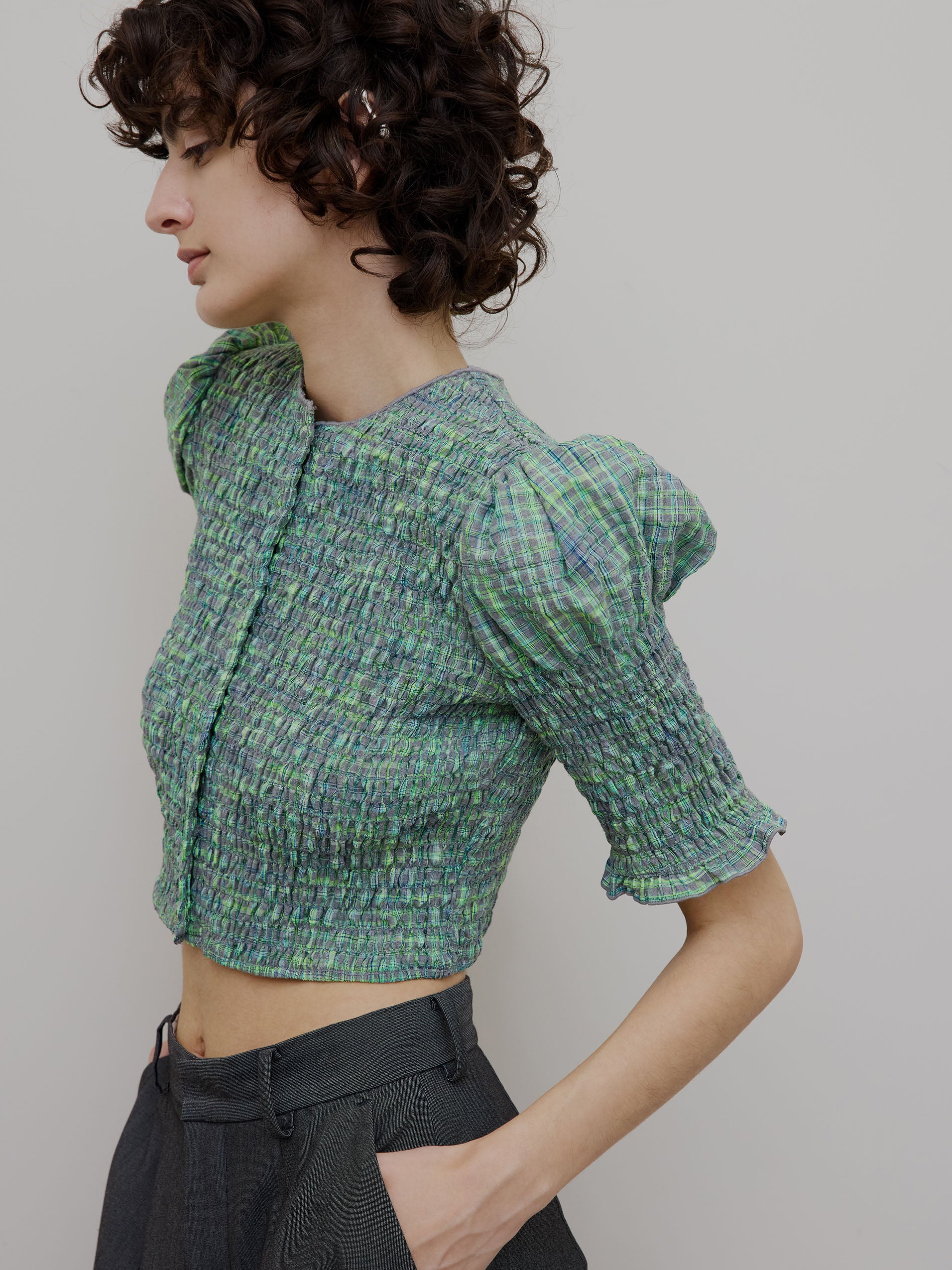 MEDI BUSTIER SET SHIRRING SHORT TOP