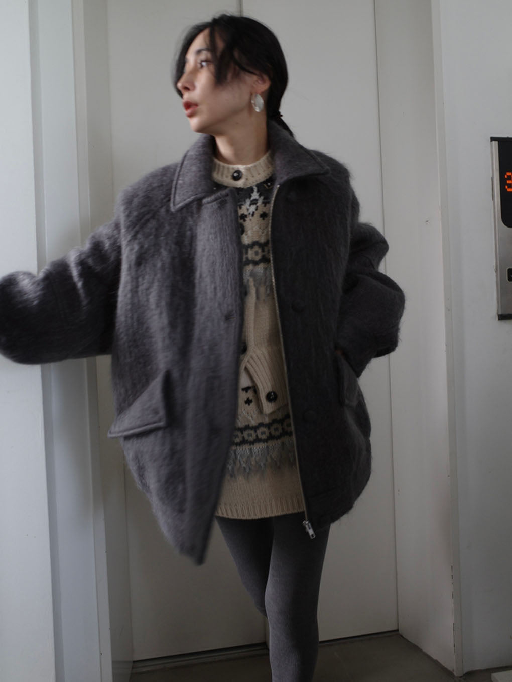 UND MOHAIR SHAGGY FLIGHT JACKET
