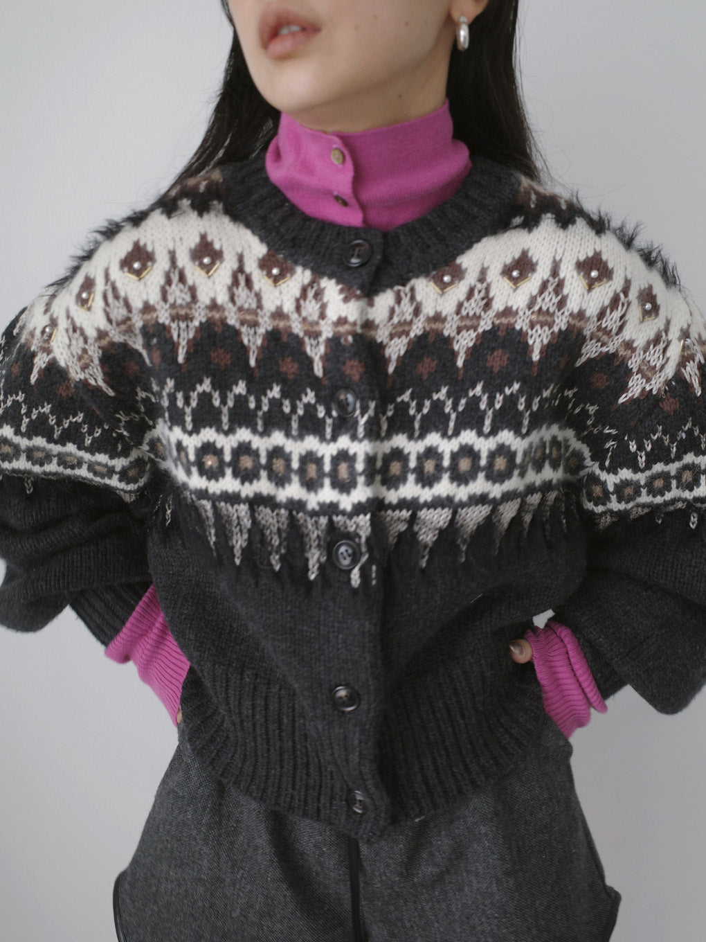 UND 2WAY LADY NORDIC KNIT CARDIGAN