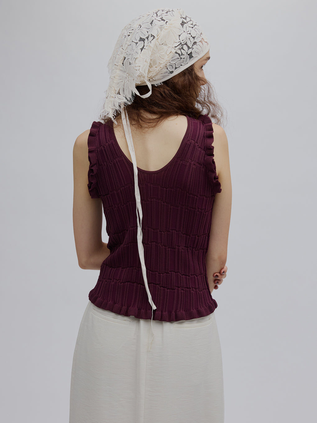 MEDI 2WAY WAVY FRILL KNIT TOP