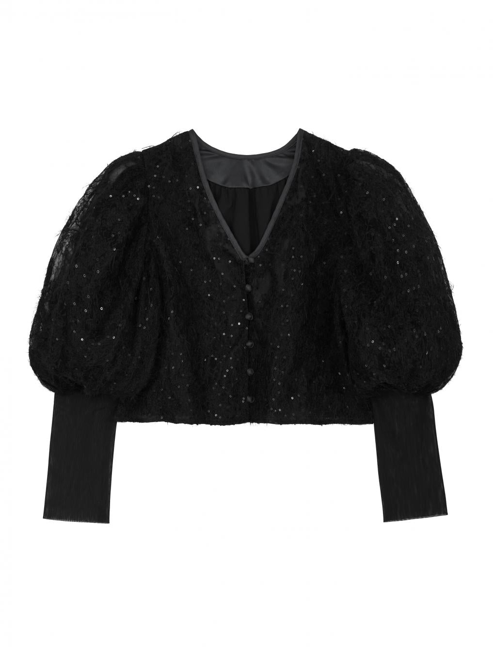 BRUSHED LACE VOLUME SLEEVE BLOUSE