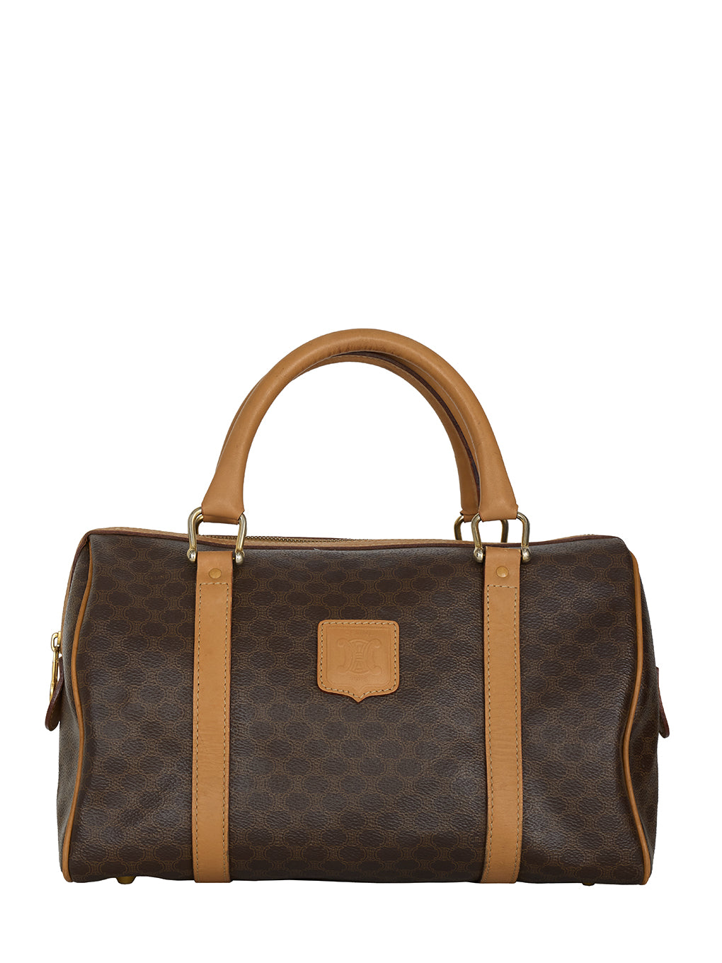CELINE マカダム府ブラゾン刻印ボストンバッグ