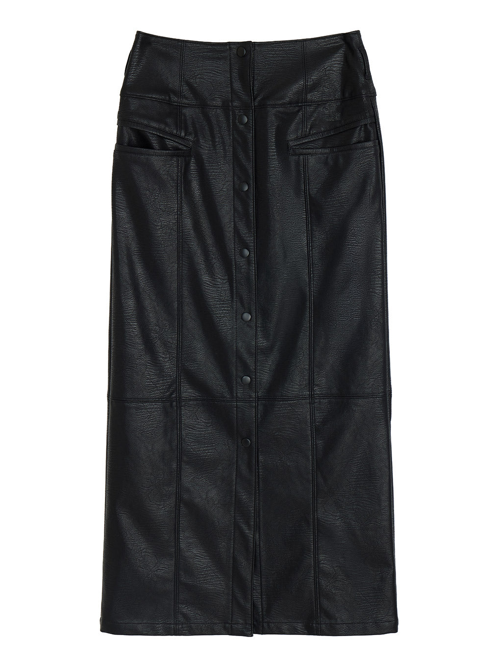 FRONT BUTTON LEATHER SKIRT