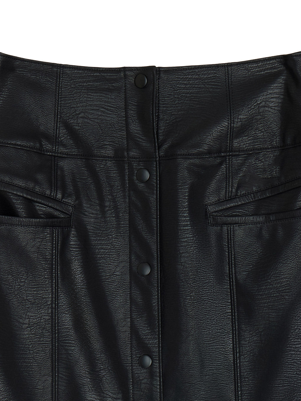 FRONT BUTTON LEATHER SKIRT