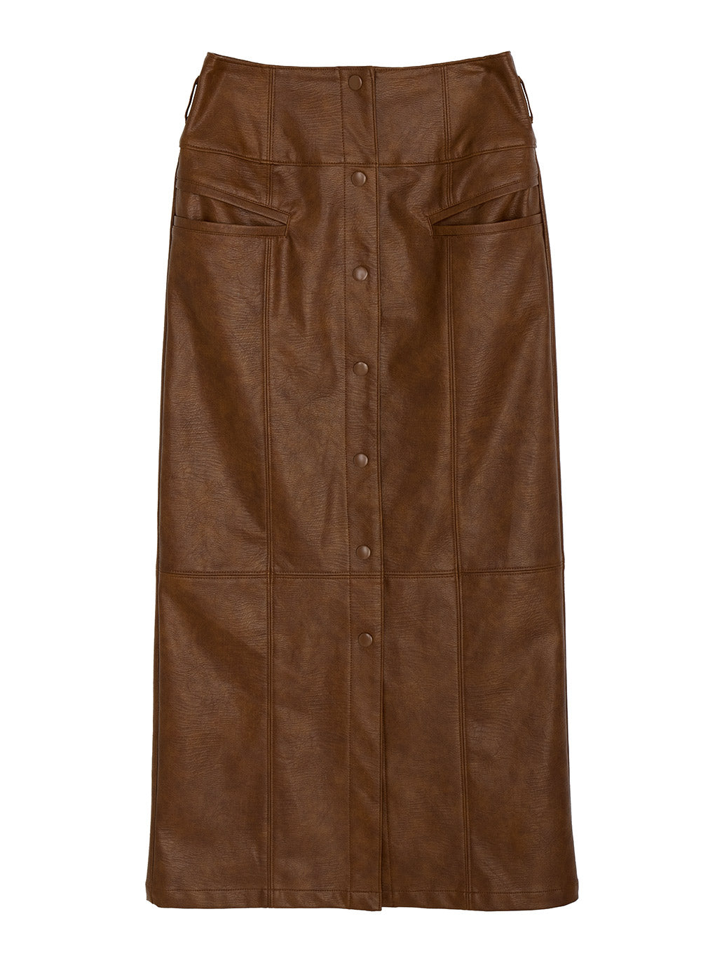 FRONT BUTTON LEATHER SKIRT