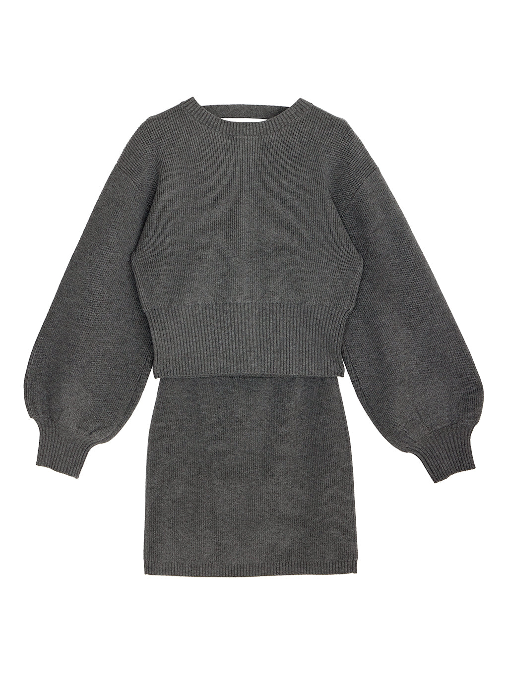 SOLID KNIT CARDIGAN WITH SKIRT