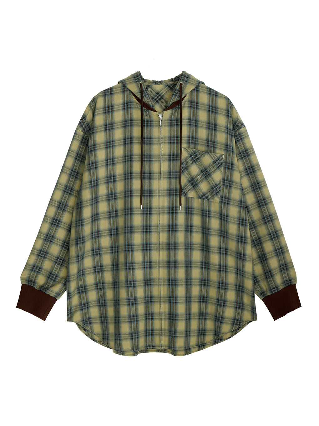 ZIP UP HOODIE CHECK SHIRT