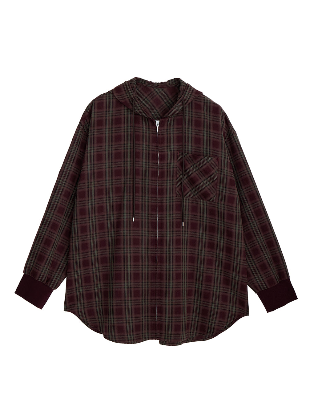 ZIP UP HOODIE CHECK SHIRT