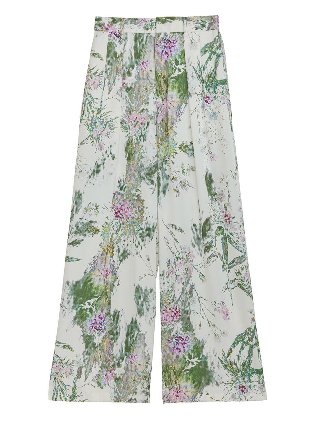 HOLOGRAM FLOWER TUCK WIDE PANTS