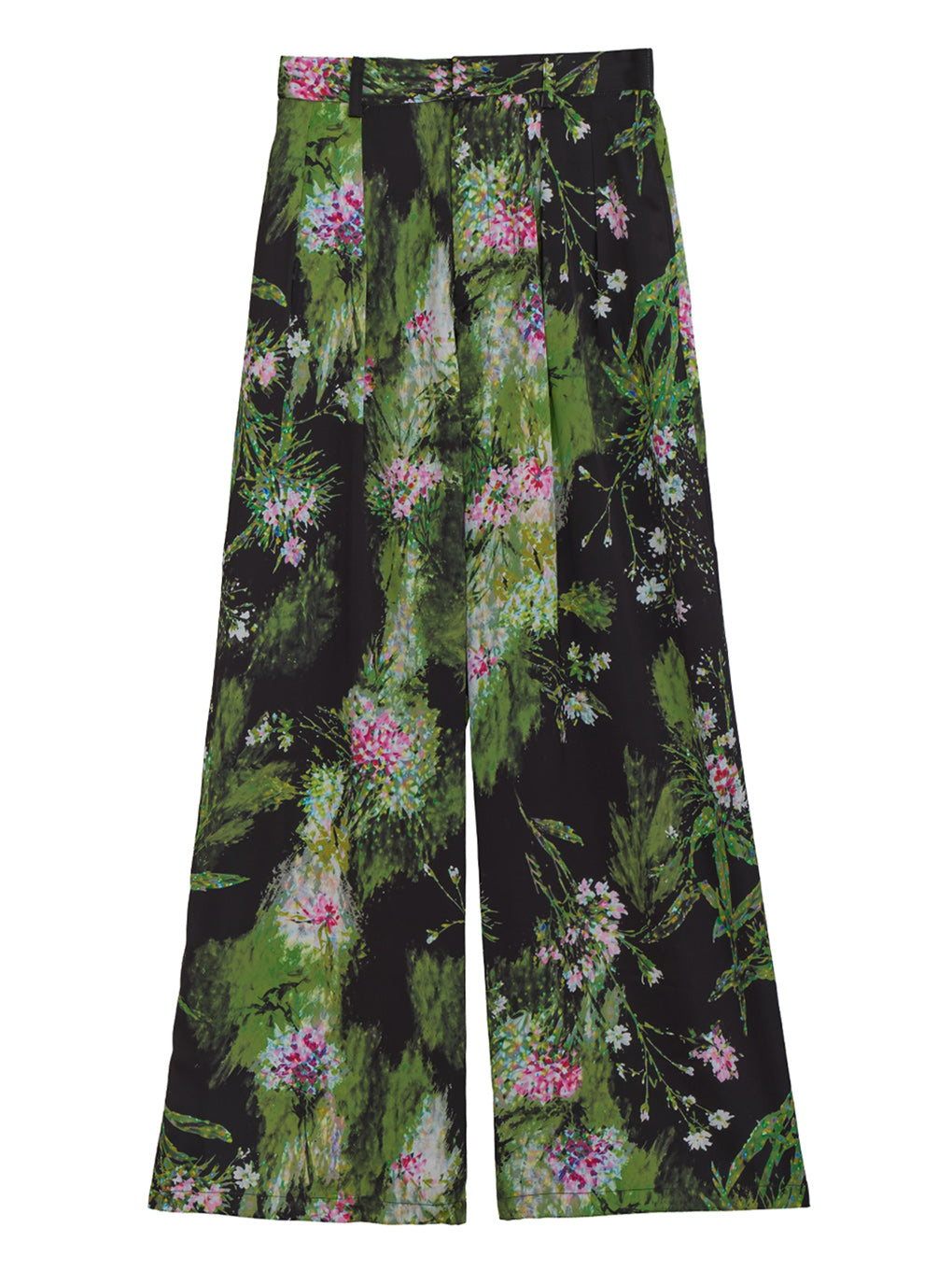 HOLOGRAM FLOWER TUCK WIDE PANTS