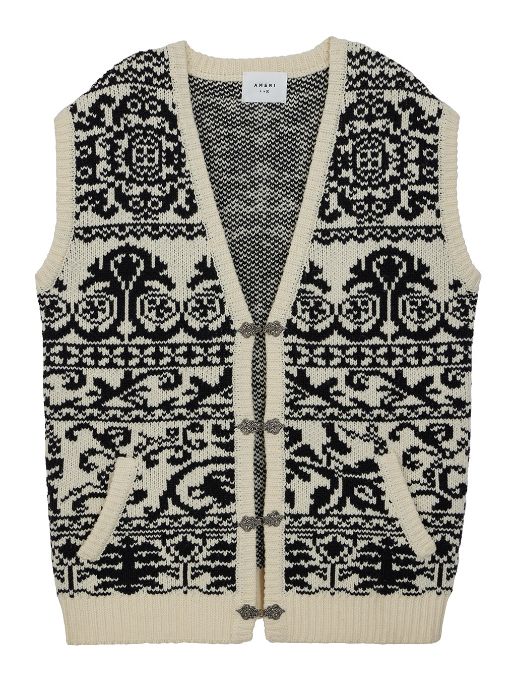 Ameri VINTAGE 手早い MOUTON LIKE KNIT VEST ブラック