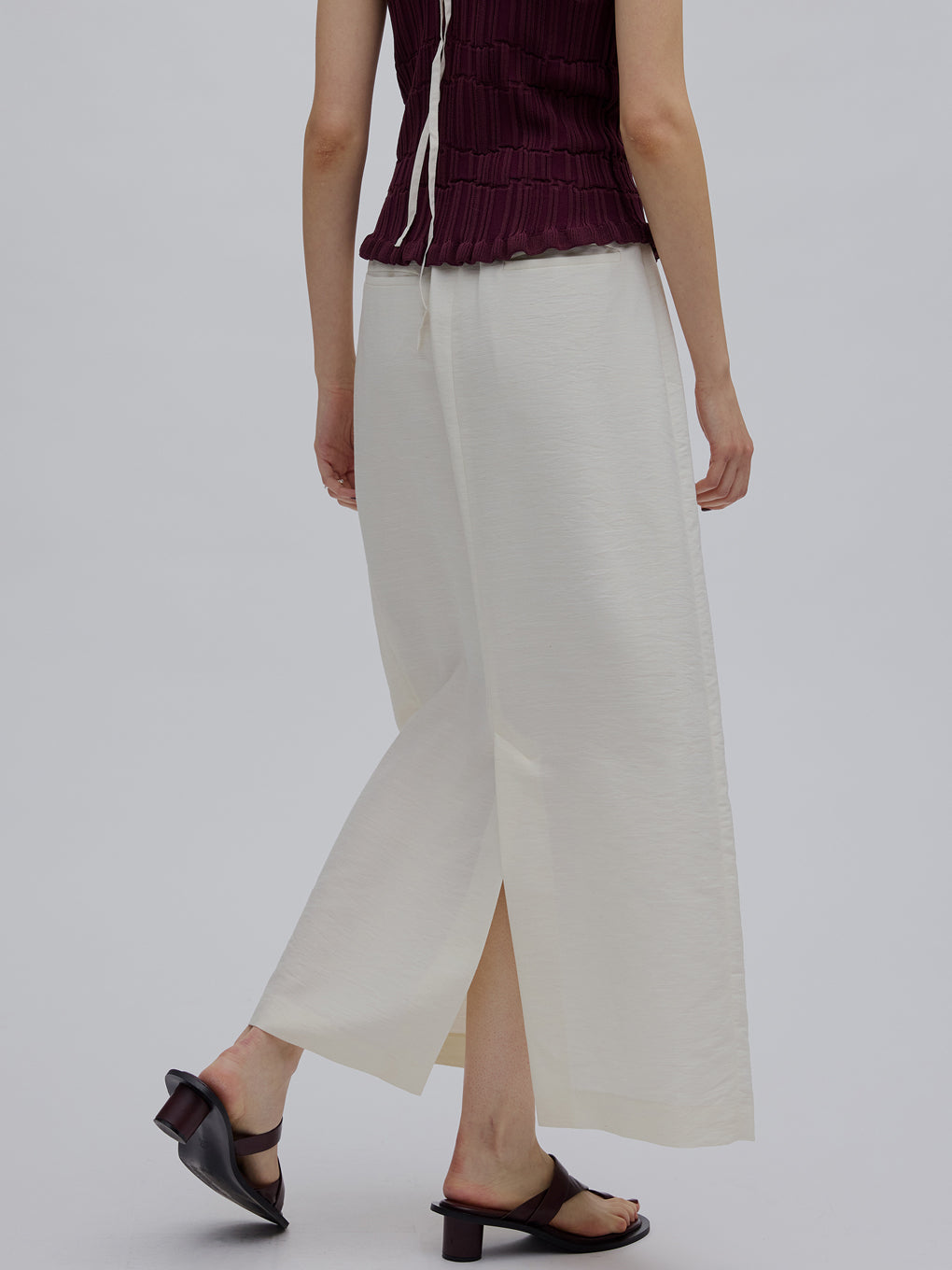 MELANGE STRAIGHT SKIRT WITH LACE SCARF