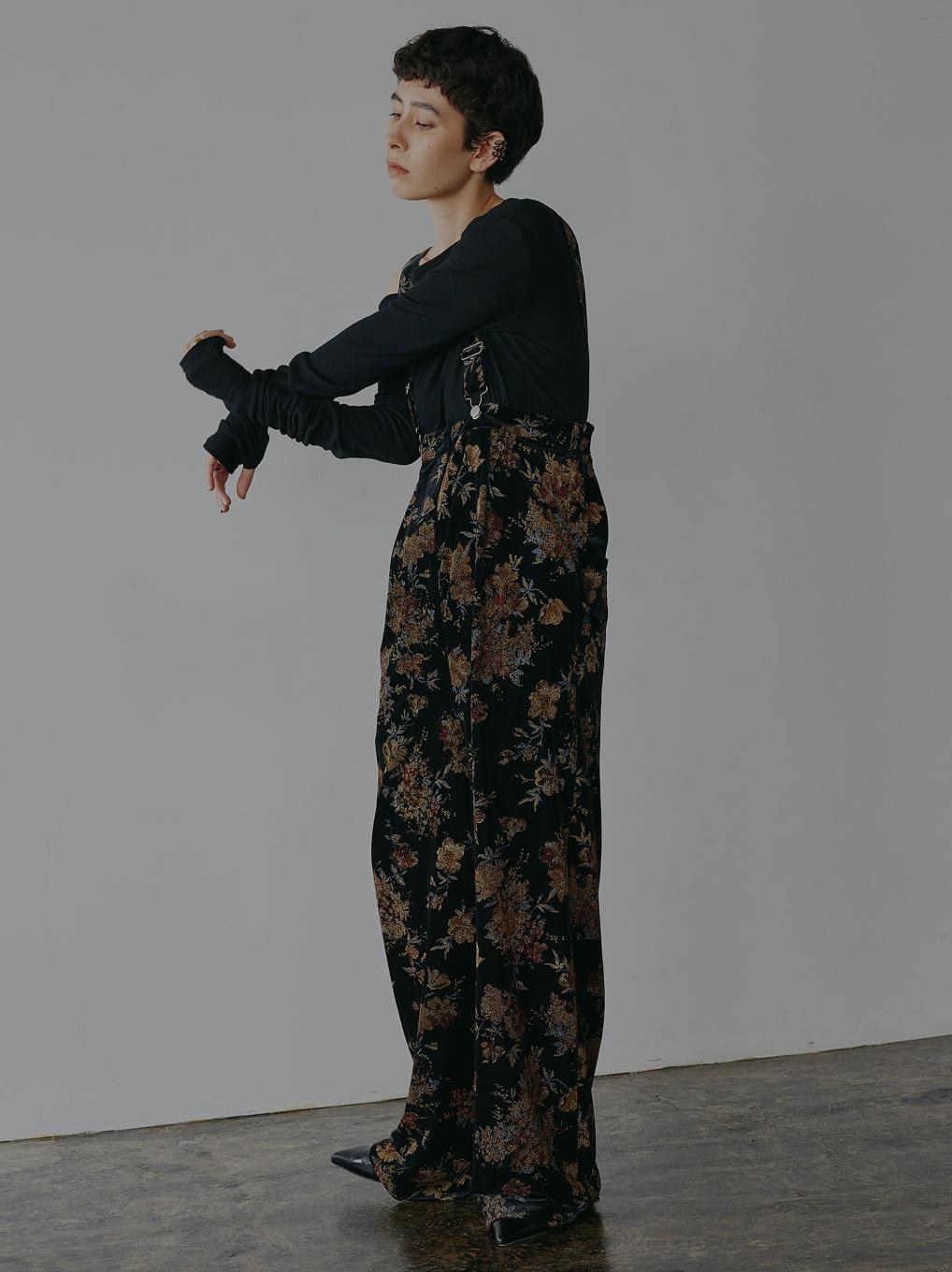 FLOWER PRINT VELOUR PANTS