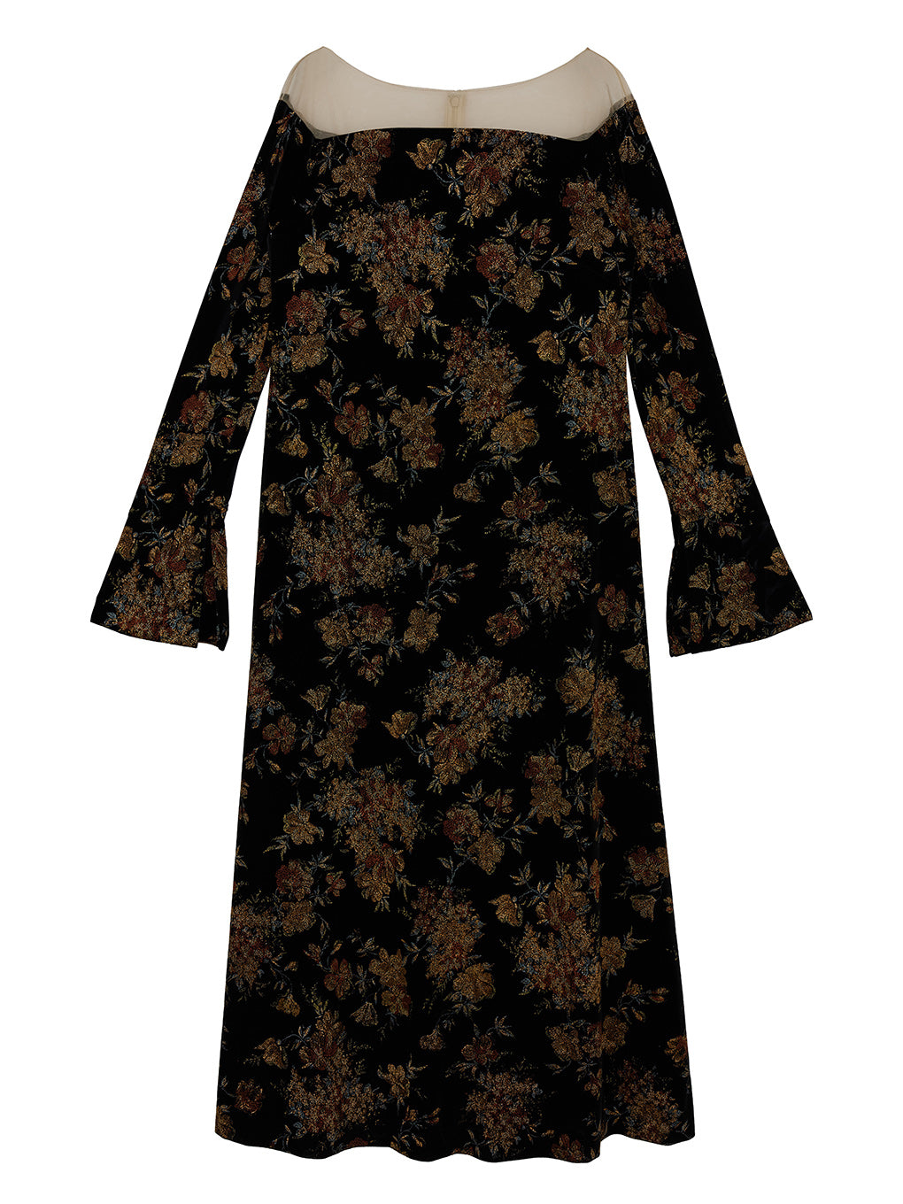 FLOWER PRINT VELOUR DRESS