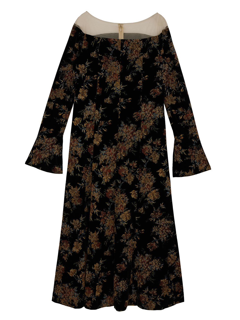 FLOWER PRINT VELOUR DRESS