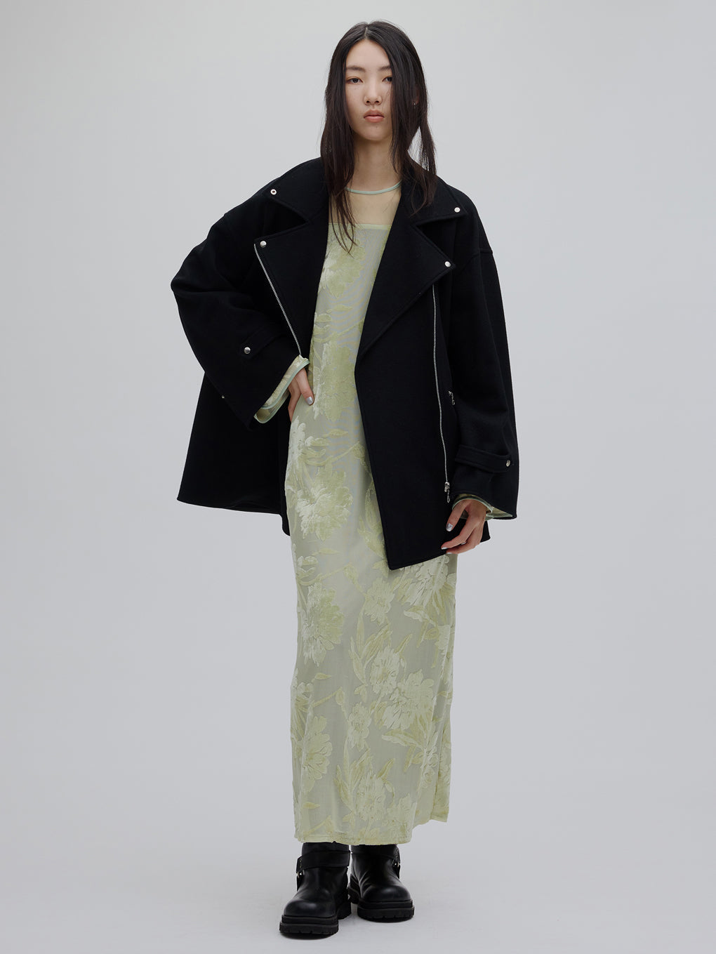 SHEER JACQUARD A LINE DRESS