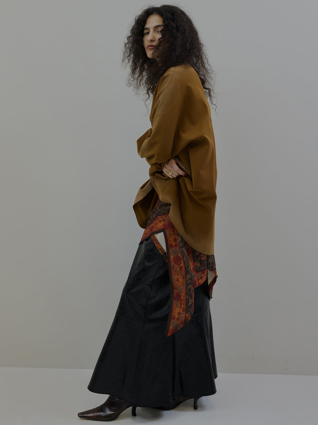 WAIST DESIGN BELT SEMI FLARE SKIRT