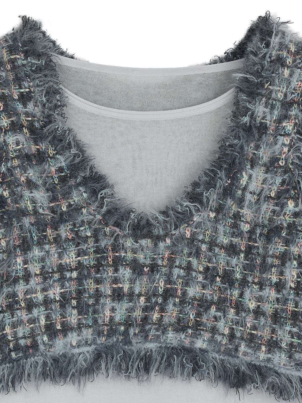 TWEED FRINGE KNIT TOPS