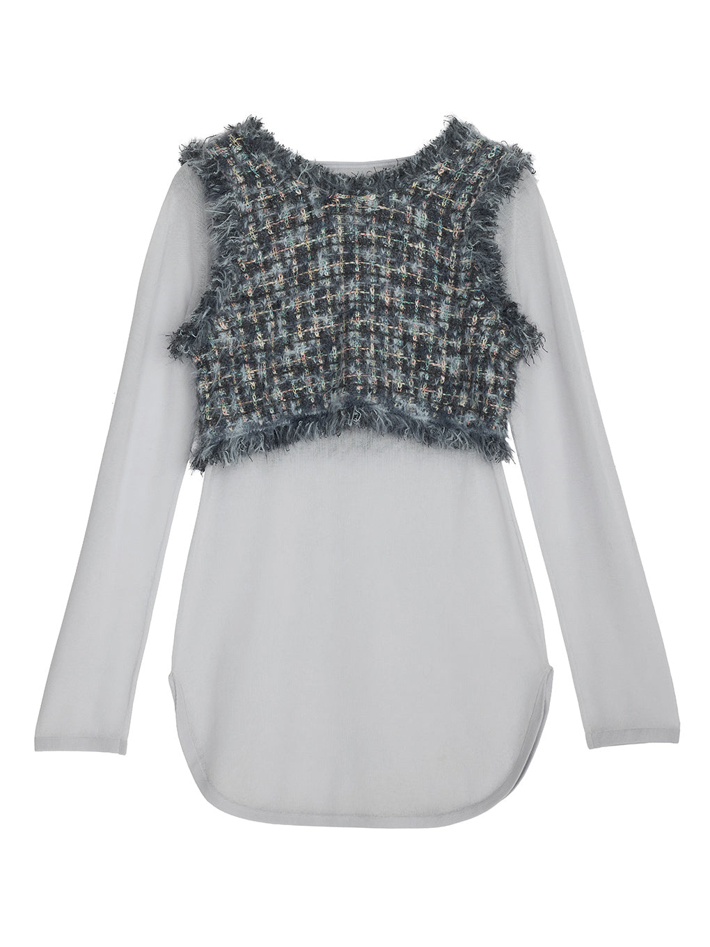 TWEED FRINGE KNIT TOPS