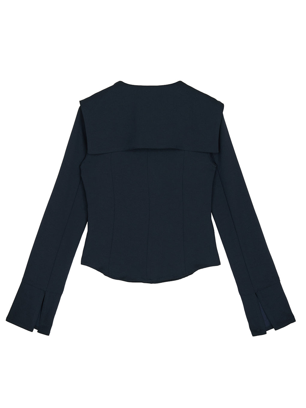 SQUARE COLLAR BACK SATIN BLOUSE